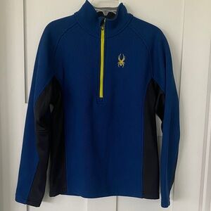 Spyder Blue and Black Quarter-Zip Jacket with Yellow Accent